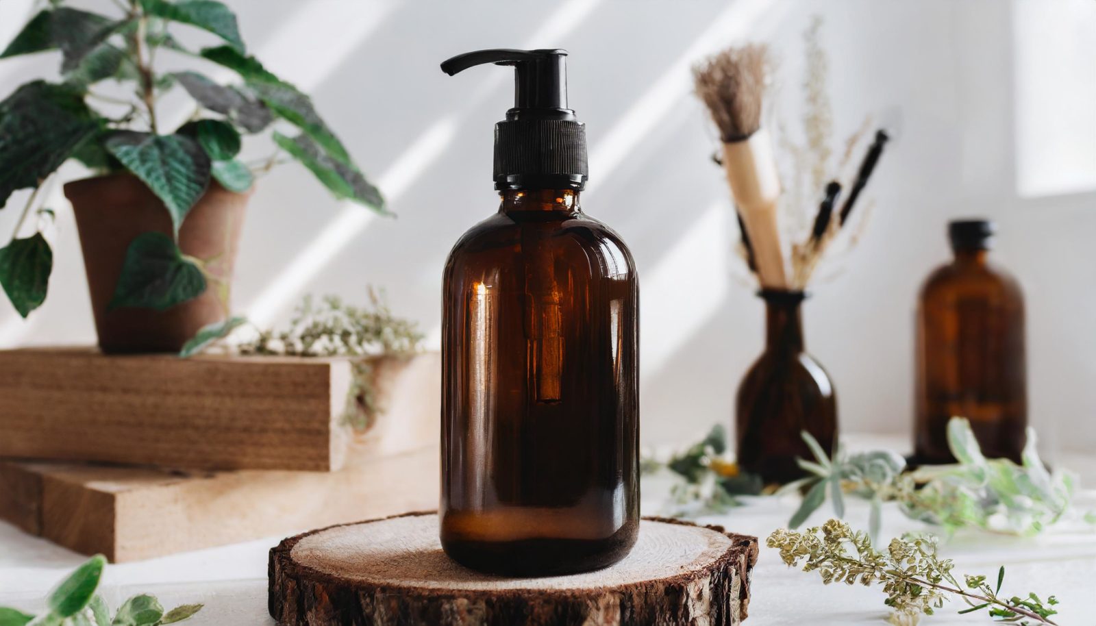 Firefly a luxurious and noble packaging design for a sustainable cosmetic brand, dark brown glass bo-21