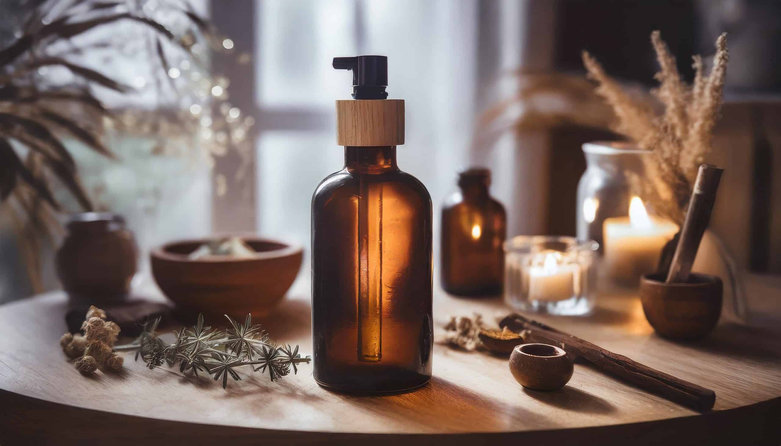 Firefly a luxurious and noble packaging design for a sustainable cosmetic brand, dark brown glass bo-22