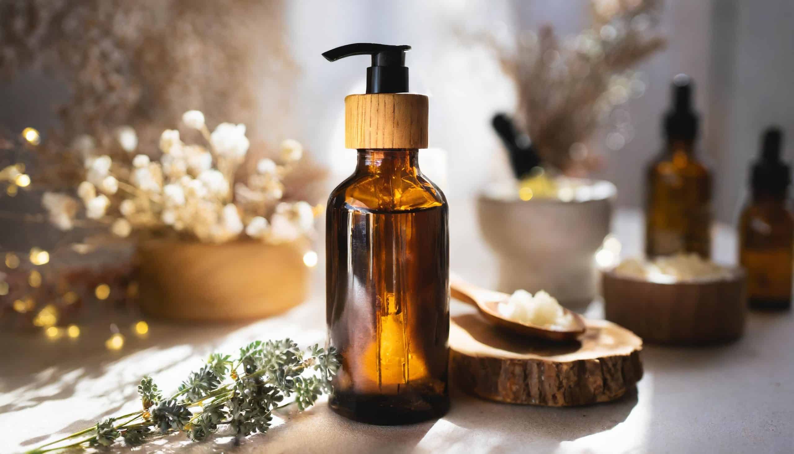 Firefly a luxurious and noble packaging design for a sustainable cosmetic brand, dark brown glass bo-26