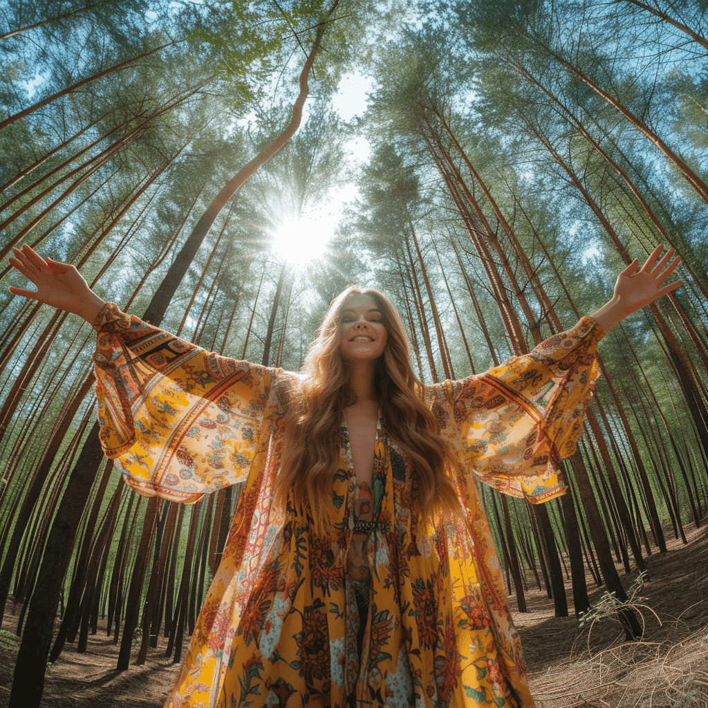 jennyhabermehl_a_young_woman_standing_in_a_forest_in_colorful_c_bc44f9df-d446-4f74-a0f9-88515d229dda