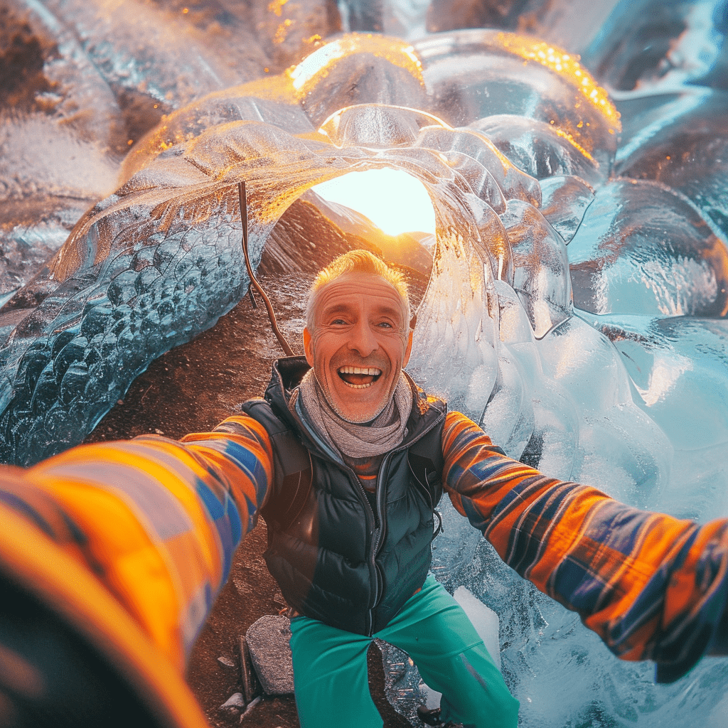 jennyhabermehl_older_man_in_an_ice_cave_taking_a_selfie_smiling_547c27ce-b1f4-4ba6-afa5-bd6519227d98